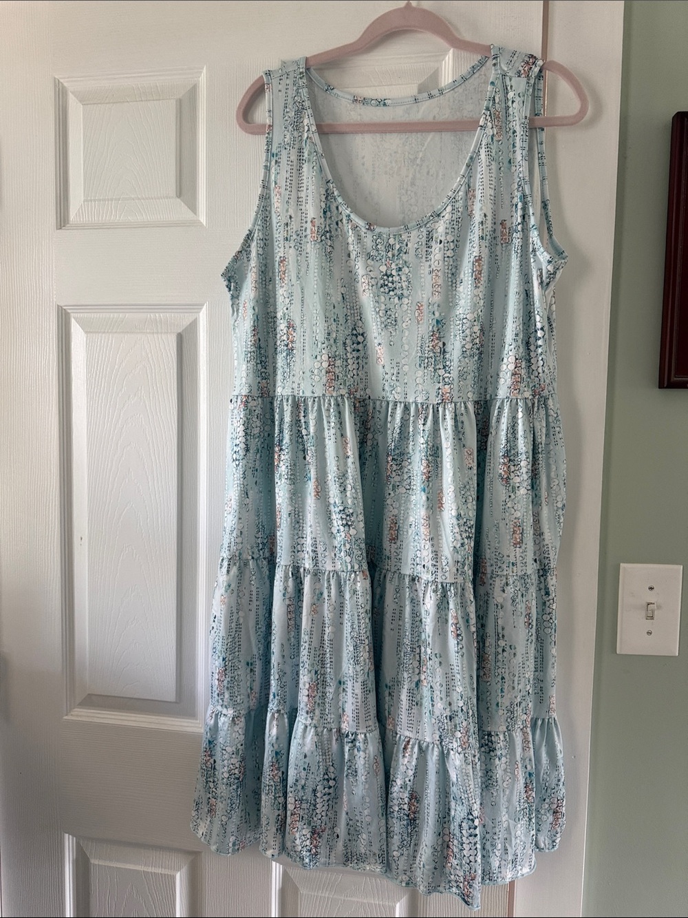 Light Blue Floral Tiered Soft Comfort Dress
